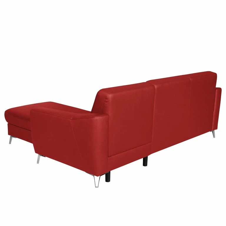 Loftscape Loftscape Canapé D’angle Vercheny II – Imitation Cuir – Cuir Mabel: Rouge – Méridienne Courte Montable Des Deux Côtés – Avec Fonction Couchage