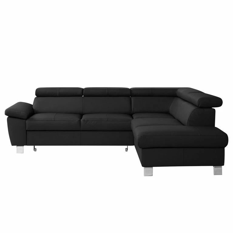 Loftscape Loftscape Canapé D’angle Waal I – Cuir Véritable / Imitation Cuir – Noir – Méridienne Longue à Droite (vue De Face) – Avec Fonction Couchage