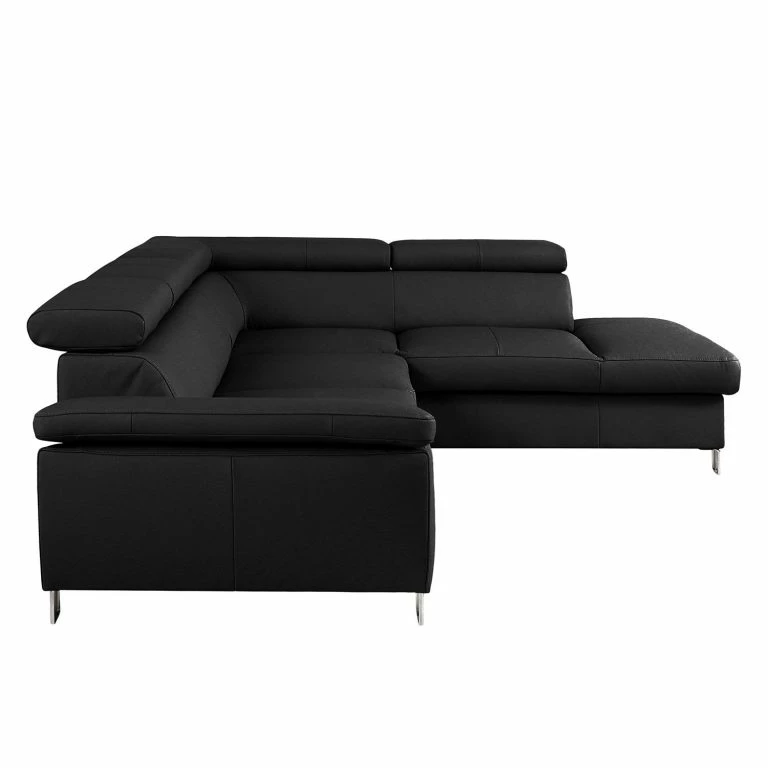 Loftscape Loftscape Canapé D’angle Waal I – Cuir Véritable / Imitation Cuir – Noir – Méridienne Longue à Droite (vue De Face) – Avec Fonction Couchage