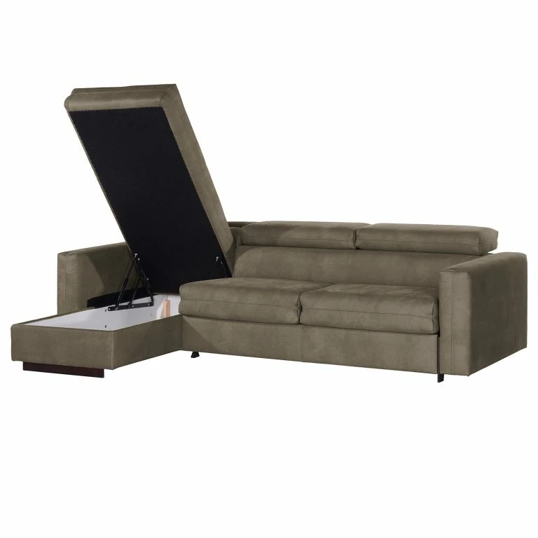 Loftscape Loftscape Canapé D’angle Wissant I – Aspect Cuir Vieilli – Microfibre Bice: Marron Foncé