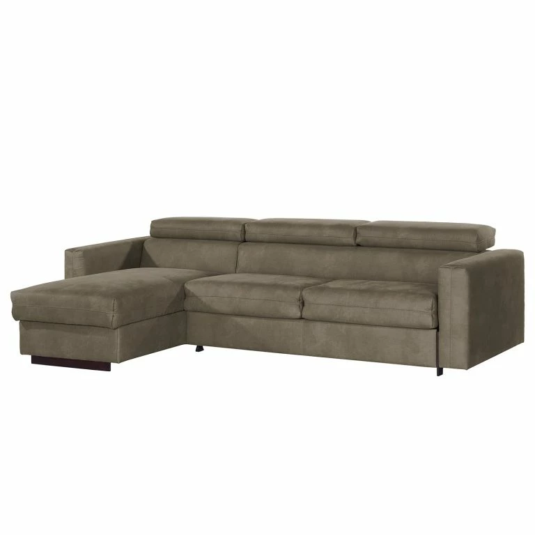 loftscape Loftscape Canapé d’angle Wissant I – Aspect cuir vieilli – Microfibre Bice: Marron foncé