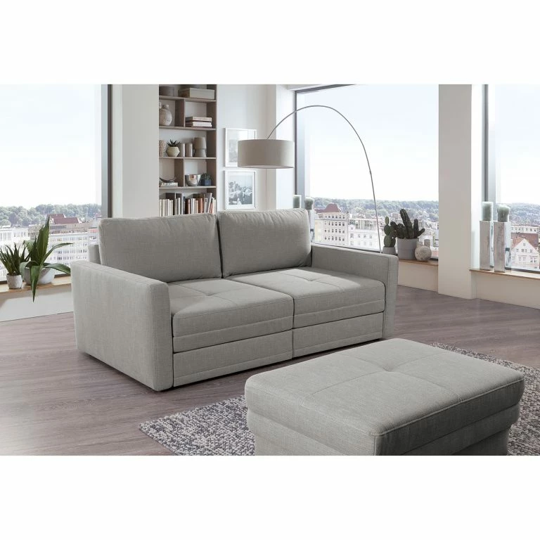Loftscape Loftscape Canapé Guillac (2 Places) – Tissage à Plat – Tissu Gila: Gris – Avec Fonction Couchage