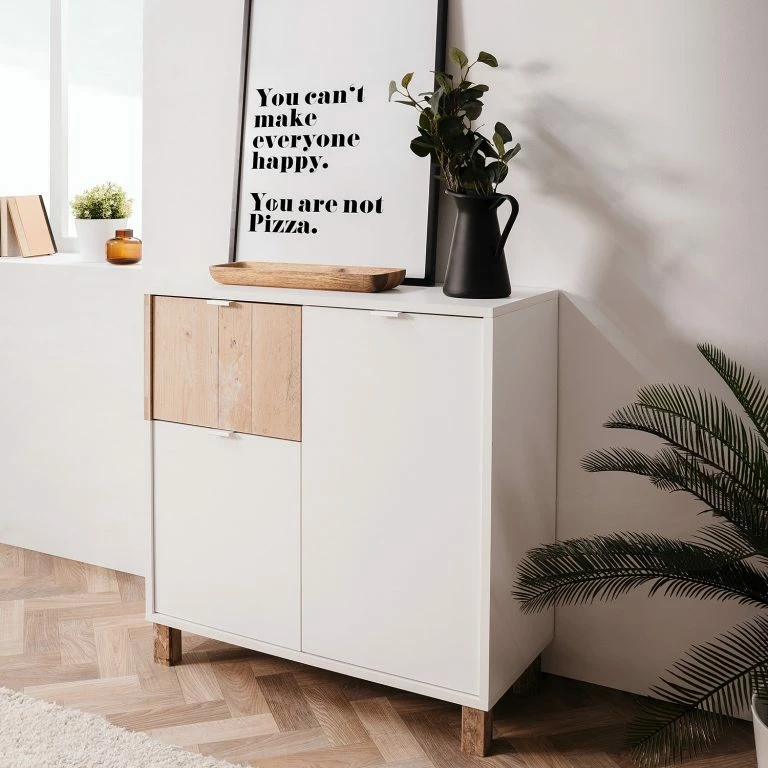 Loftscape Loftscape Commode Mayac I – Blanc / Imitation Bois Recyclé