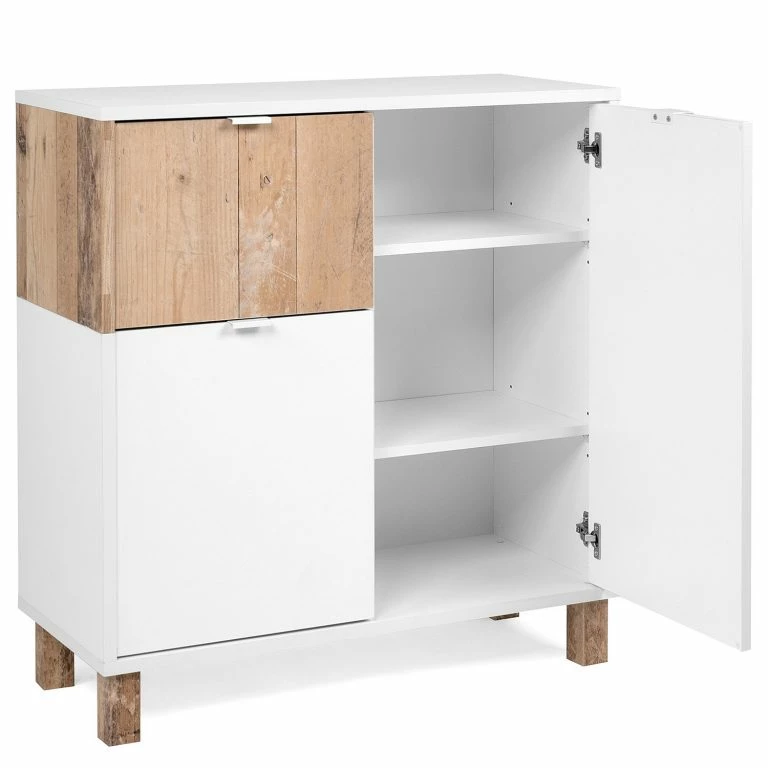 Loftscape Loftscape Commode Mayac I – Blanc / Imitation Bois Recyclé