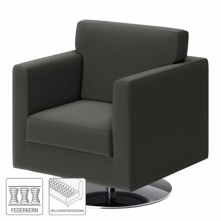 Loftscape Loftscape Fauteuil Nibley IV – Cuir Pigmenté – Anthracite