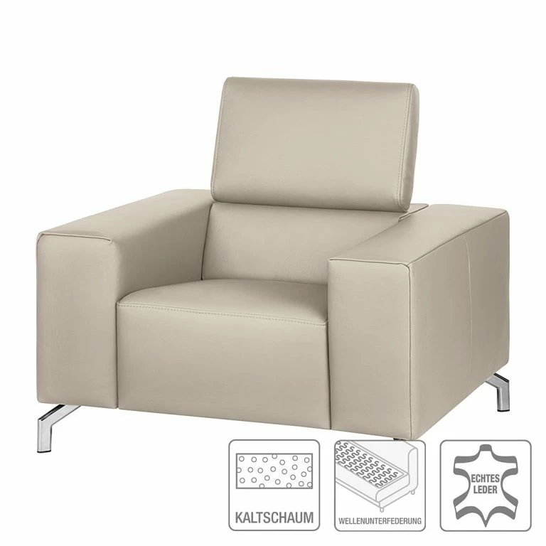 Loftscape Loftscape Fauteuil Varberg XXL – Cuir Véritable Taupe