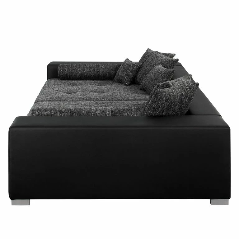 Loftscape Loftscape Grand Canapé Canton I – Imitation Cuir / Tissu Structuré – Noir / Gris