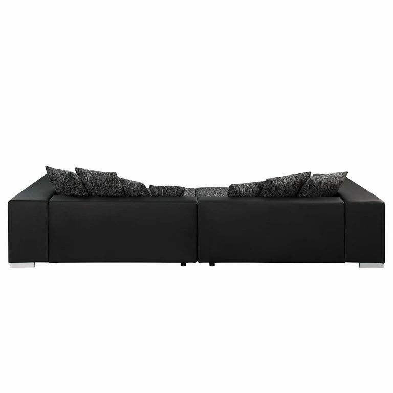 Loftscape Loftscape Grand Canapé Canton I – Imitation Cuir / Tissu Structuré – Noir / Gris