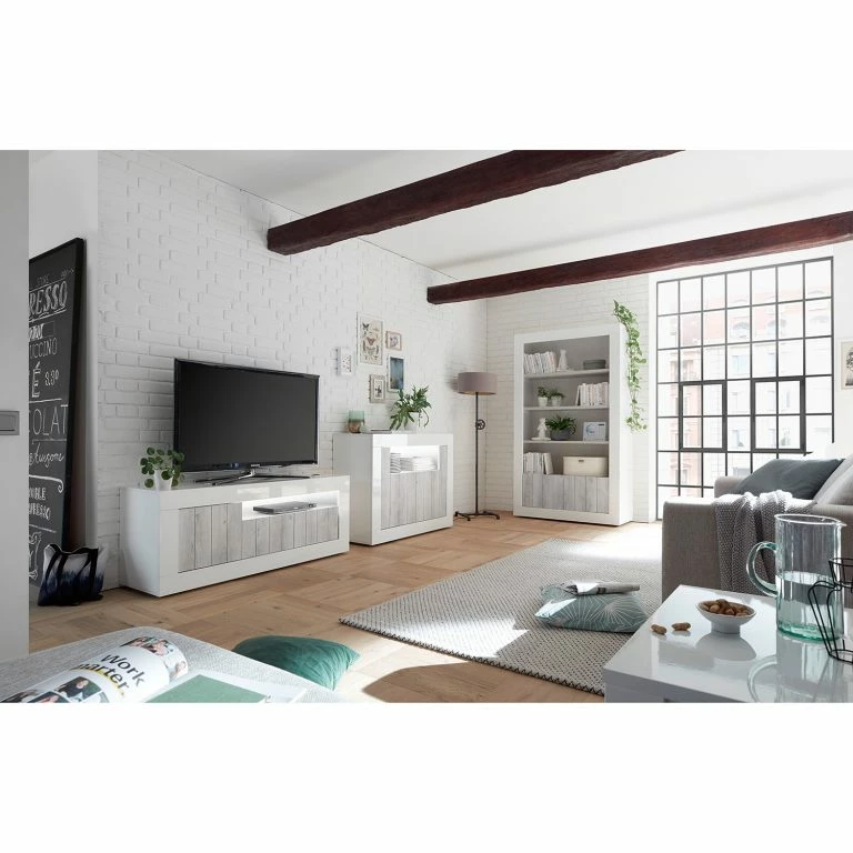 Loftscape LC Spa Meuble TV Urbino – Gris Clair / Blanc