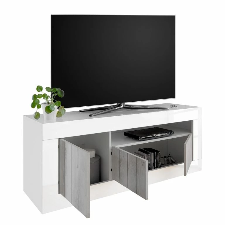 Loftscape LC Spa Meuble TV Urbino – Gris Clair / Blanc