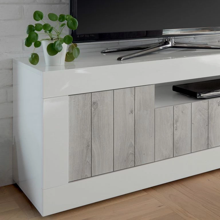 Loftscape LC Spa Meuble TV Urbino – Gris Clair / Blanc