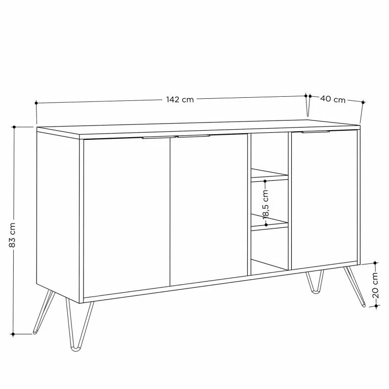 Loftscape Loftscape Buffet Caceres – Métal – Moka / Gris