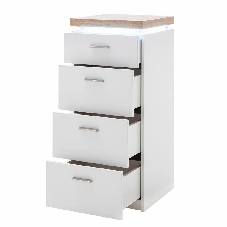 Loftscape Loftscape Meuble à Chaussures Mundai I – Avec éclairage  – Blanc / Imitation Chêne De Wotan