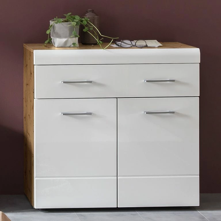 Loftscape Loftscape Meuble D’entrée Liffre – Blanc Brillant / Imitation Chêne Artisan