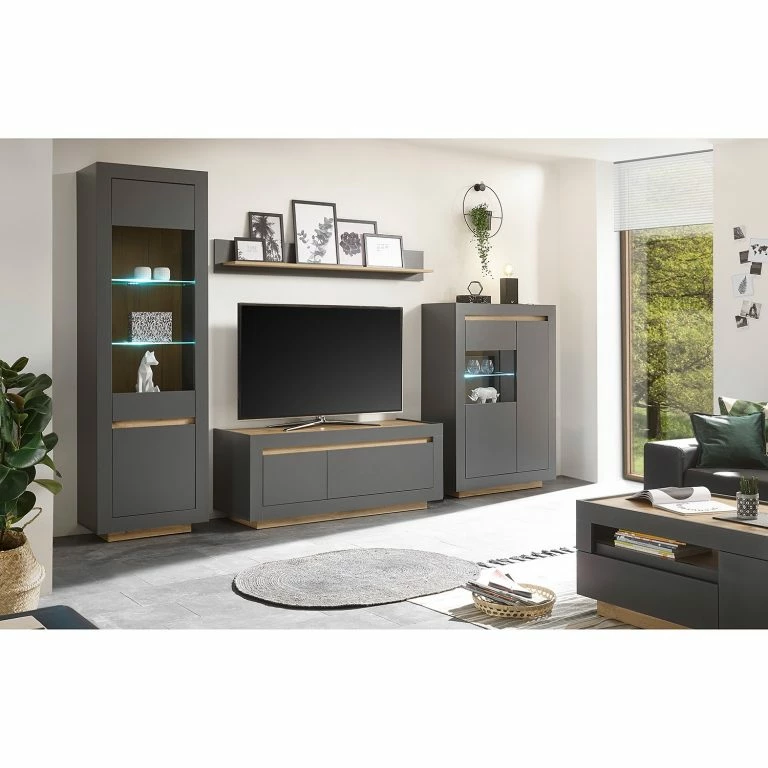 Loftscape Loftscape Meuble TV Accra I – Anthracite / Imitation Chêne