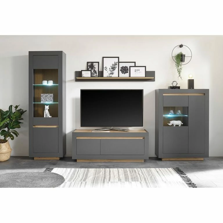 Loftscape Loftscape Meuble TV Accra I – Anthracite / Imitation Chêne