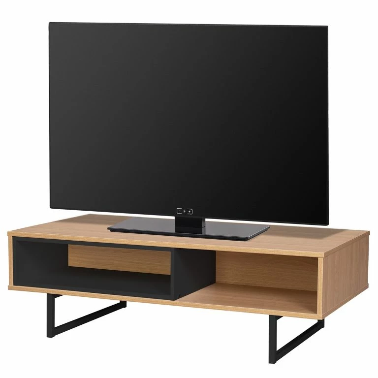 loftscape Loftscape Meuble TV Borsh – Placage en bois véritable – Chêne / Noir