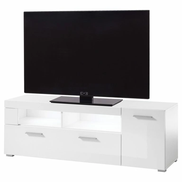 loftscape Loftscape Meuble TV Cely – Blanc brillant / Blanc mat – Largeur : 140 cm