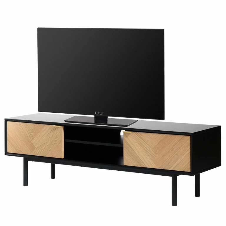 loftscape Loftscape Meuble TV Charlo – Placage en bois véritable – Chêne / Noir
