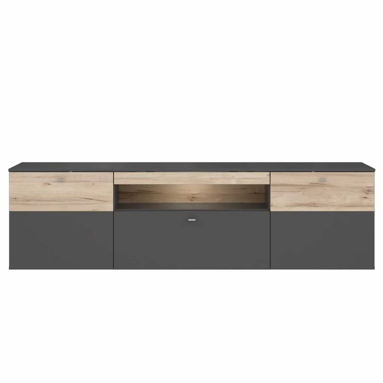 Loftscape Loftscape Meuble TV Corey – Avec éclairage – Imitation Chêne / Gris – Largeur : 210 Cm