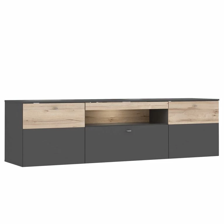 Loftscape Loftscape Meuble TV Corey – Avec éclairage – Imitation Chêne / Gris – Largeur : 210 Cm