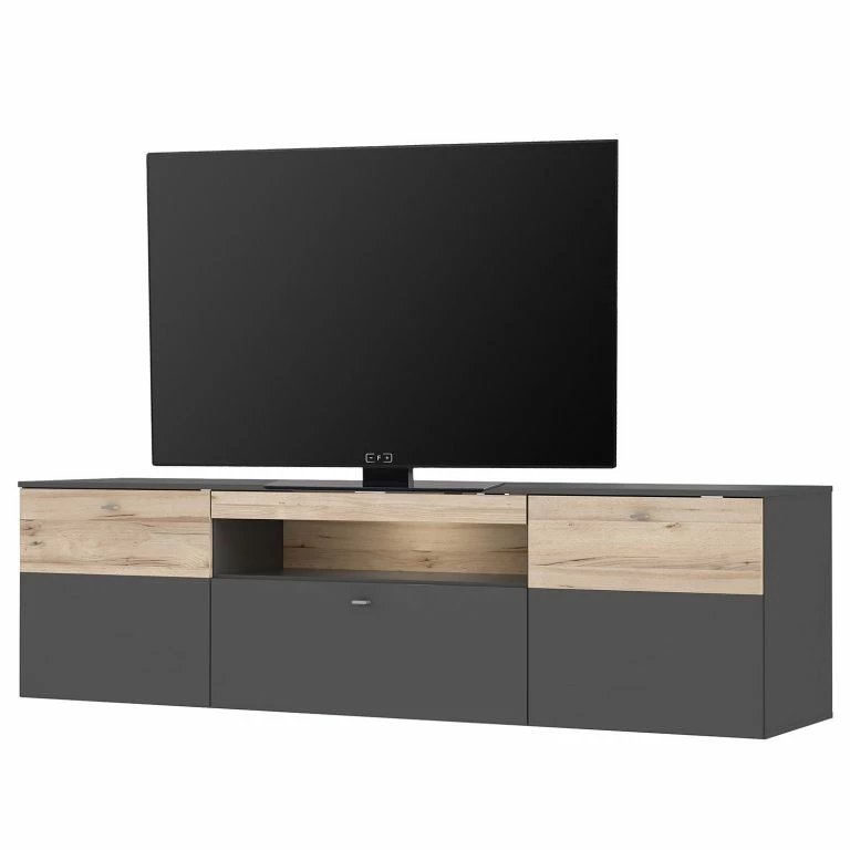 Loftscape Loftscape Meuble TV Corey – Avec éclairage – Imitation Chêne / Gris – Largeur : 210 Cm