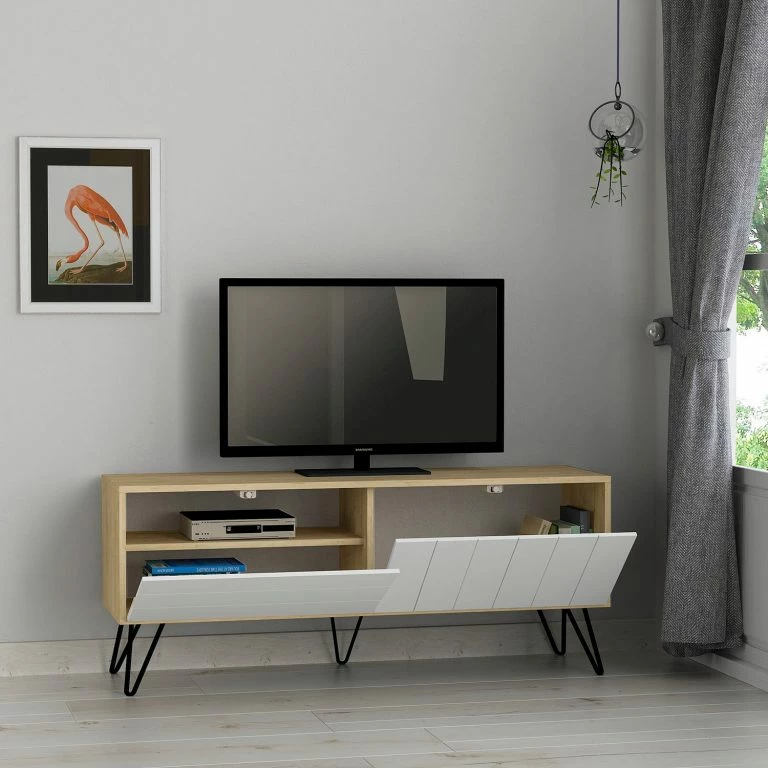 Loftscape Loftscape Meuble TV Eslo – Métal – Imitation Chêne / Blanc