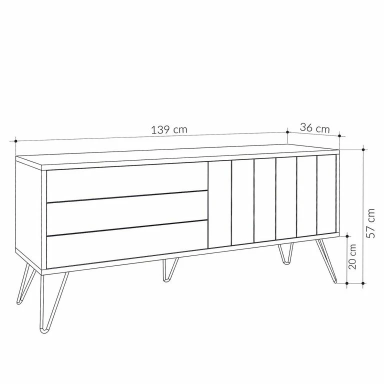 Loftscape Loftscape Meuble TV Eslo – Métal – Imitation Chêne / Blanc
