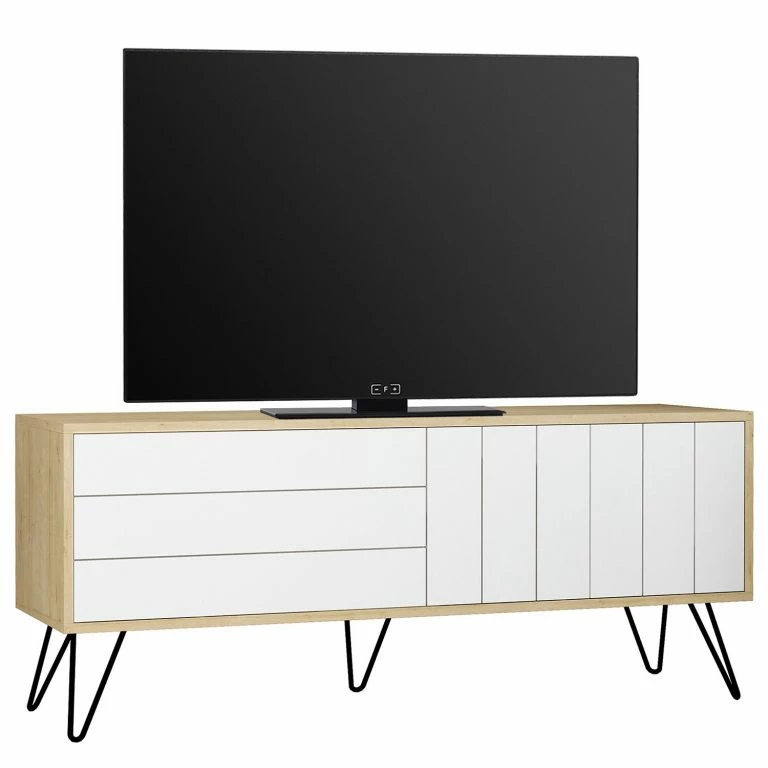 loftscape Loftscape Meuble TV Eslo – Métal – Imitation chêne / Blanc