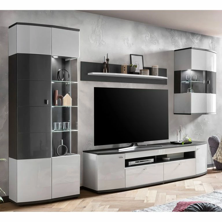Loftscape Loftscape Meuble TV Intento II – Blanc Brillant / Anthracite