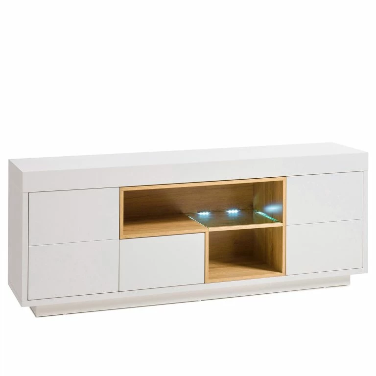 Loftscape Loftscape Meuble TV Kuusaa – Blanc / Imitation Chêne – Largeur : 168 Cm