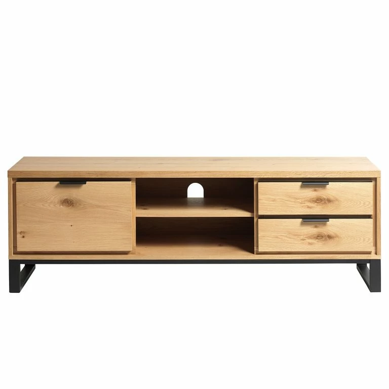 Loftscape Loftscape Meuble TV Limoges – Placage En Bois Véritable / Métal -Chêne / Noir