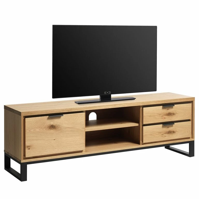 loftscape Loftscape Meuble TV Limoges – Placage en bois véritable / Métal -Chêne / Noir