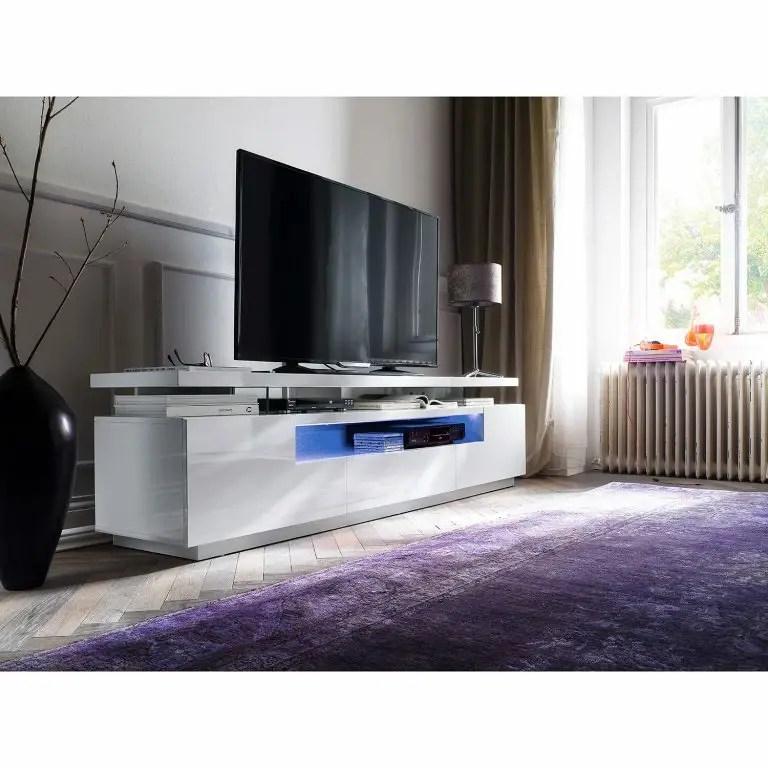 Loftscape Loftscape Meuble TV Lisby – Avec éclairage – Blanc Brillant