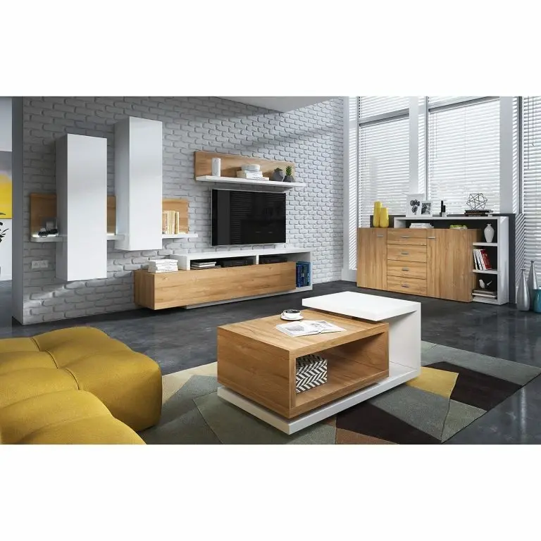 Loftscape Loftscape Meuble TV Littor – Blanc / Imitation Chêne Grandson