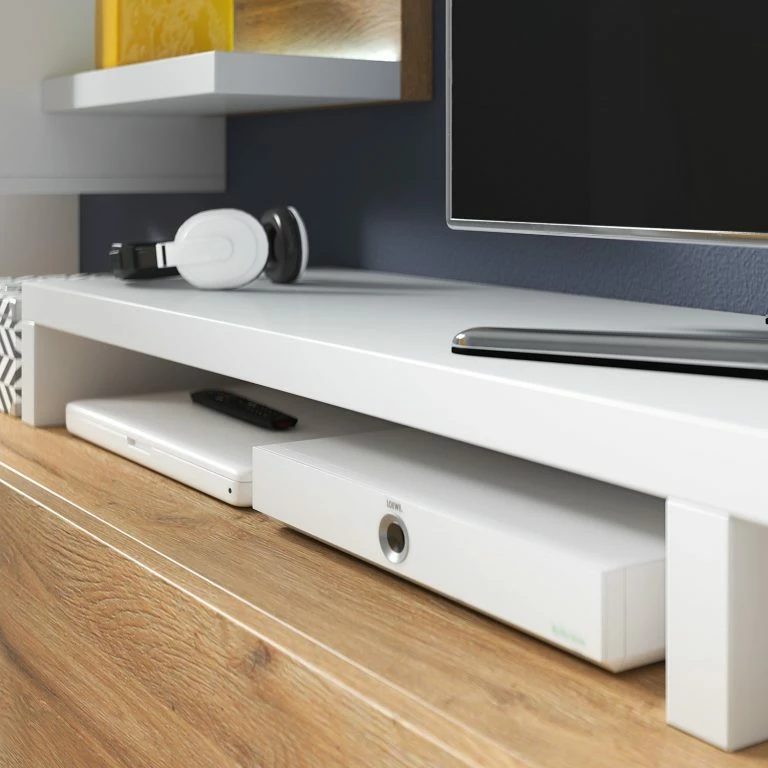 Loftscape Loftscape Meuble TV Littor – Blanc / Imitation Chêne Grandson