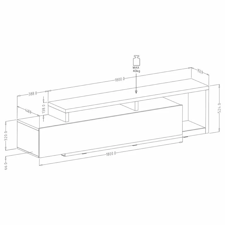 Loftscape Loftscape Meuble TV Littor – Blanc / Imitation Chêne Grandson