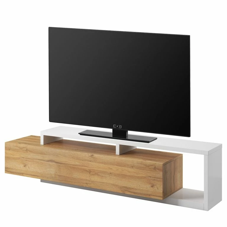 loftscape Loftscape Meuble TV Littor – Blanc / Imitation chêne Grandson