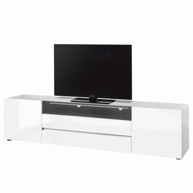 loftscape Loftscape Meuble TV Mavie – Blanc brillant / Noir – Largeur : 203 cm