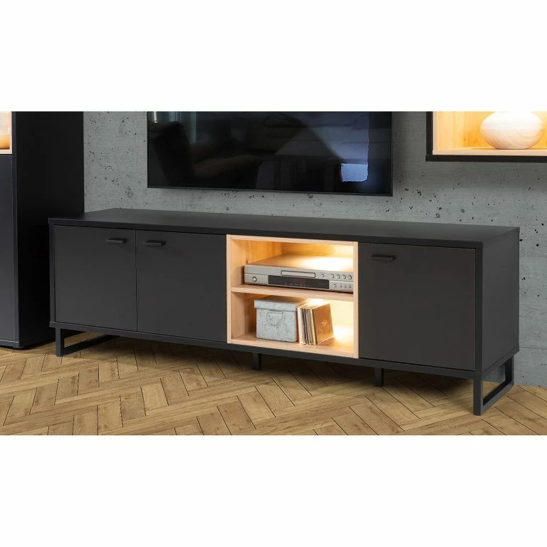 Loftscape Loftscape Meuble TV Mazzo – Noir / Imitation Chêne Artisan