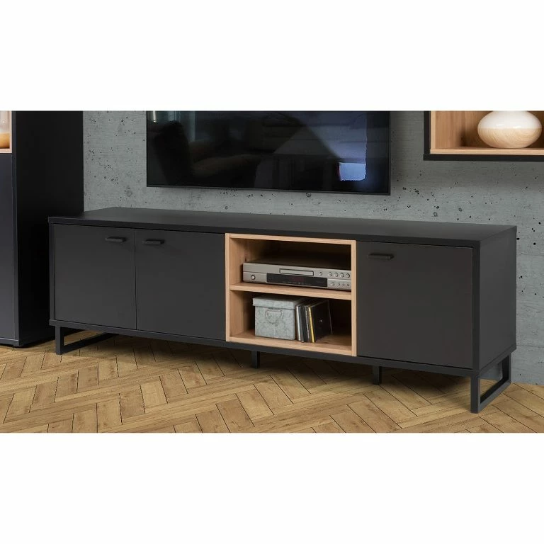 Loftscape Loftscape Meuble TV Mazzo – Noir / Imitation Chêne Artisan
