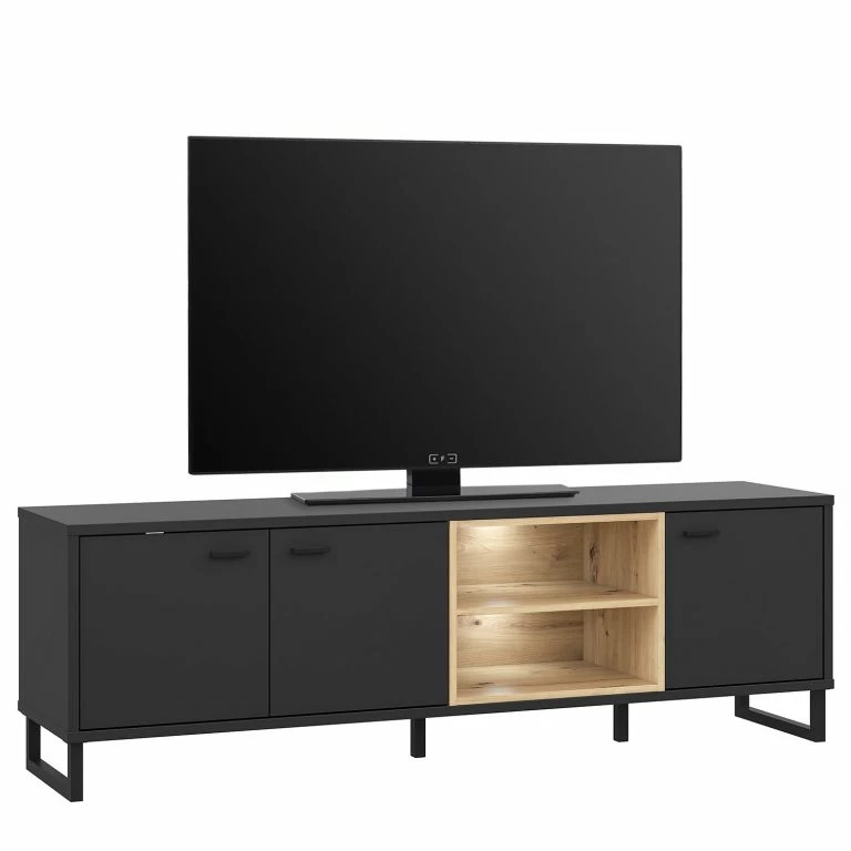 loftscape Loftscape Meuble TV Mazzo – Noir / Imitation chêne artisan