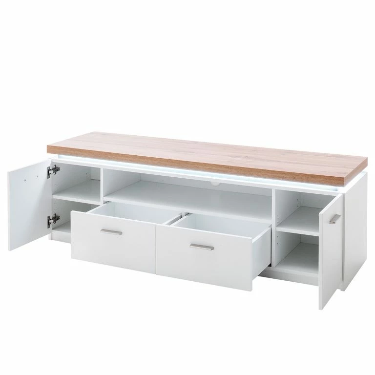 Loftscape Loftscape Meuble TV Mundai – Avec éclairage  – Blanc / Imitation Chêne De Wotan