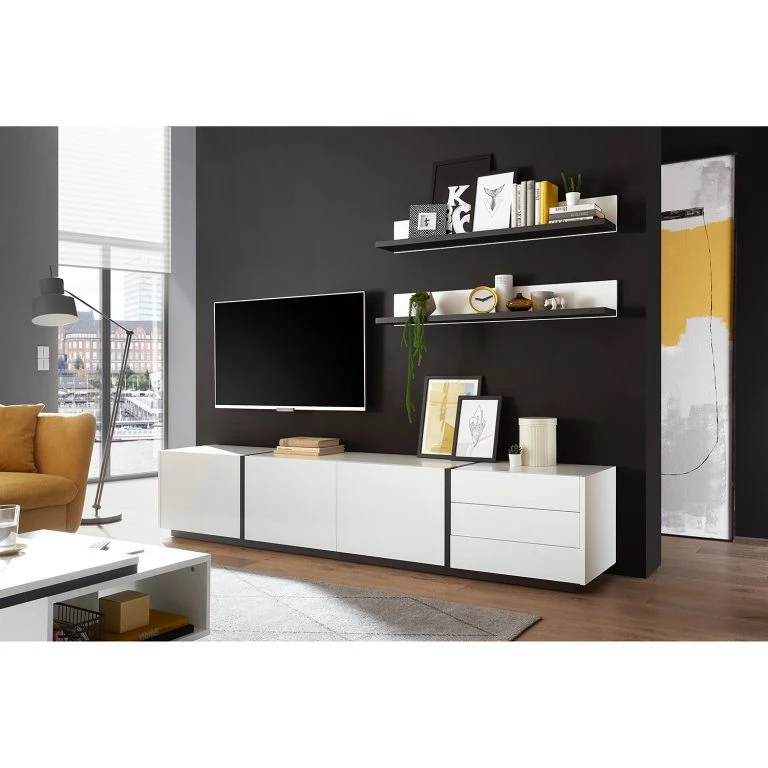 Loftscape Loftscape Meuble TV Muuga II – Blanc / Gris – Largeur : 250 Cm