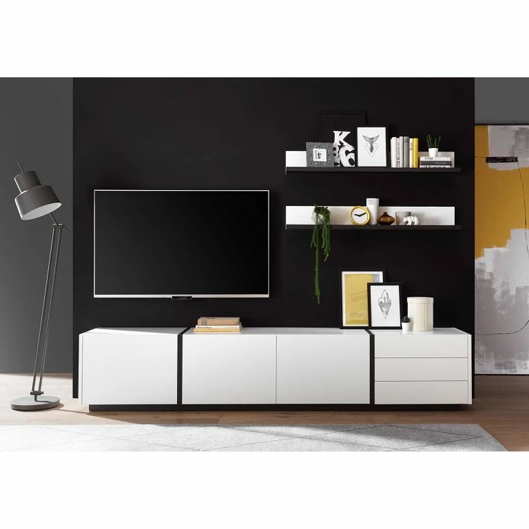Loftscape Loftscape Meuble TV Muuga II – Blanc / Gris – Largeur : 250 Cm