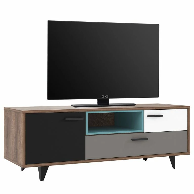 loftscape Loftscape Meuble TV Ravan – Noir / Imitation noyer