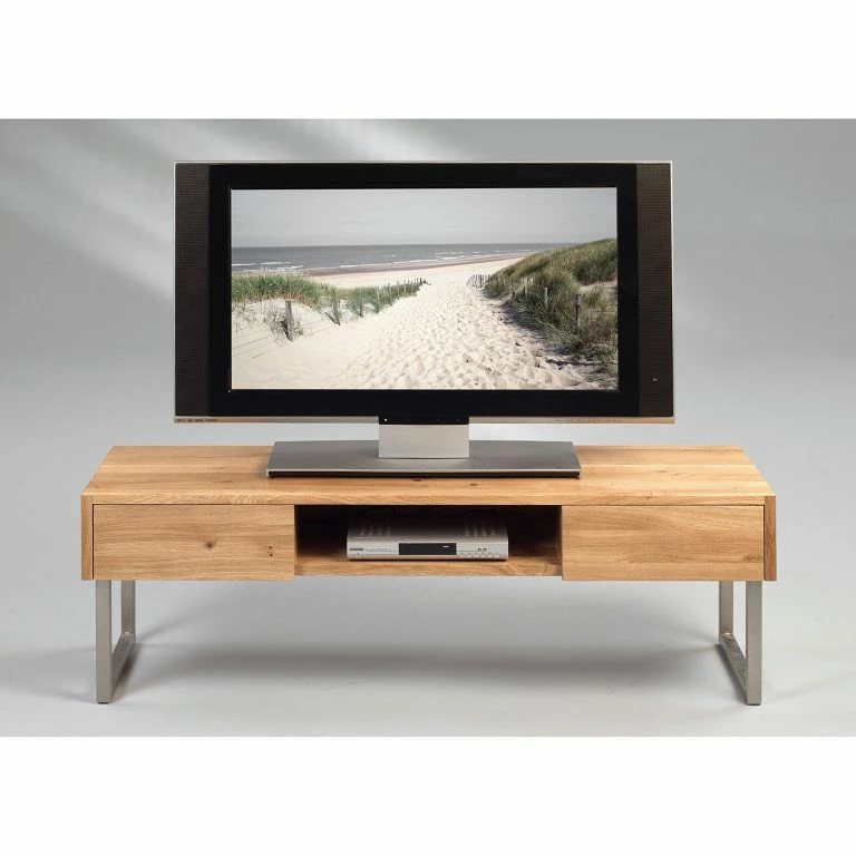 Loftscape Loftscape Meuble TV Roffey – Chêne Sauvage Massif / Métal – Chêne Sauvage / Argenté