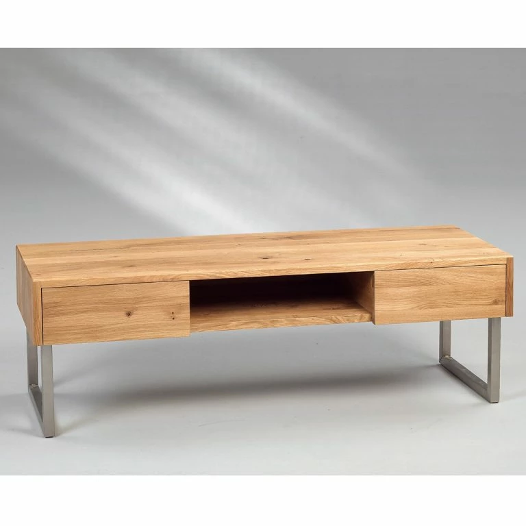 Loftscape Loftscape Meuble TV Roffey – Chêne Sauvage Massif / Métal – Chêne Sauvage / Argenté