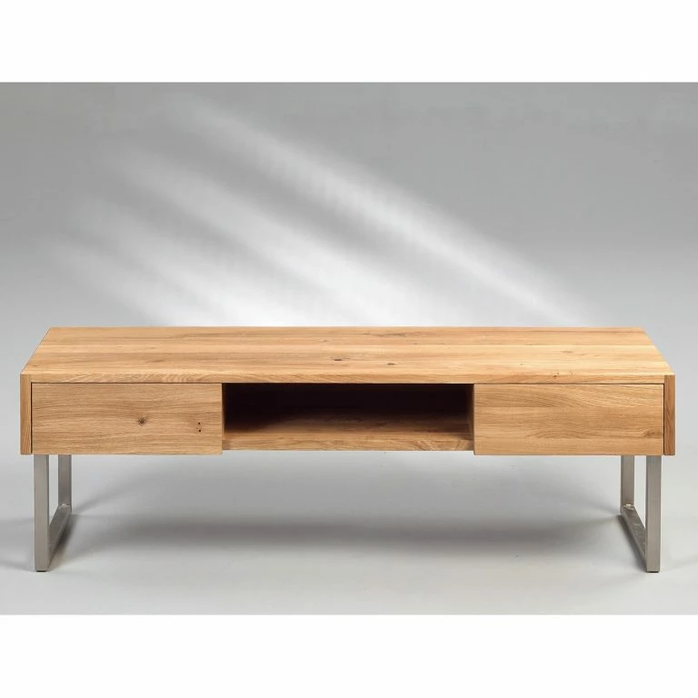 Loftscape Loftscape Meuble TV Roffey – Chêne Sauvage Massif / Métal – Chêne Sauvage / Argenté