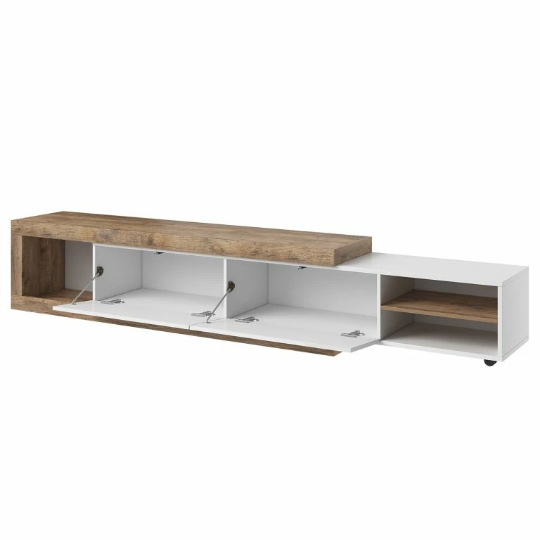 Loftscape Loftscape Meuble TV Shipley – Blanc Brillant / Imitation Chêne